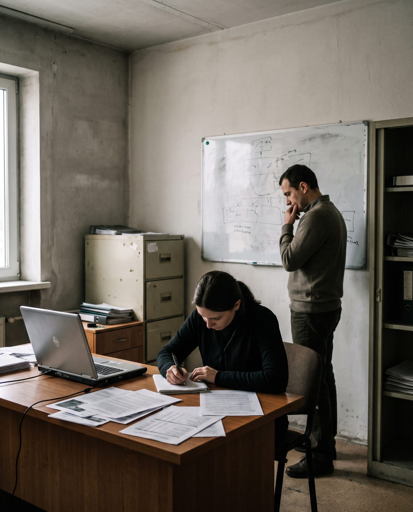 Analysts working in natural light