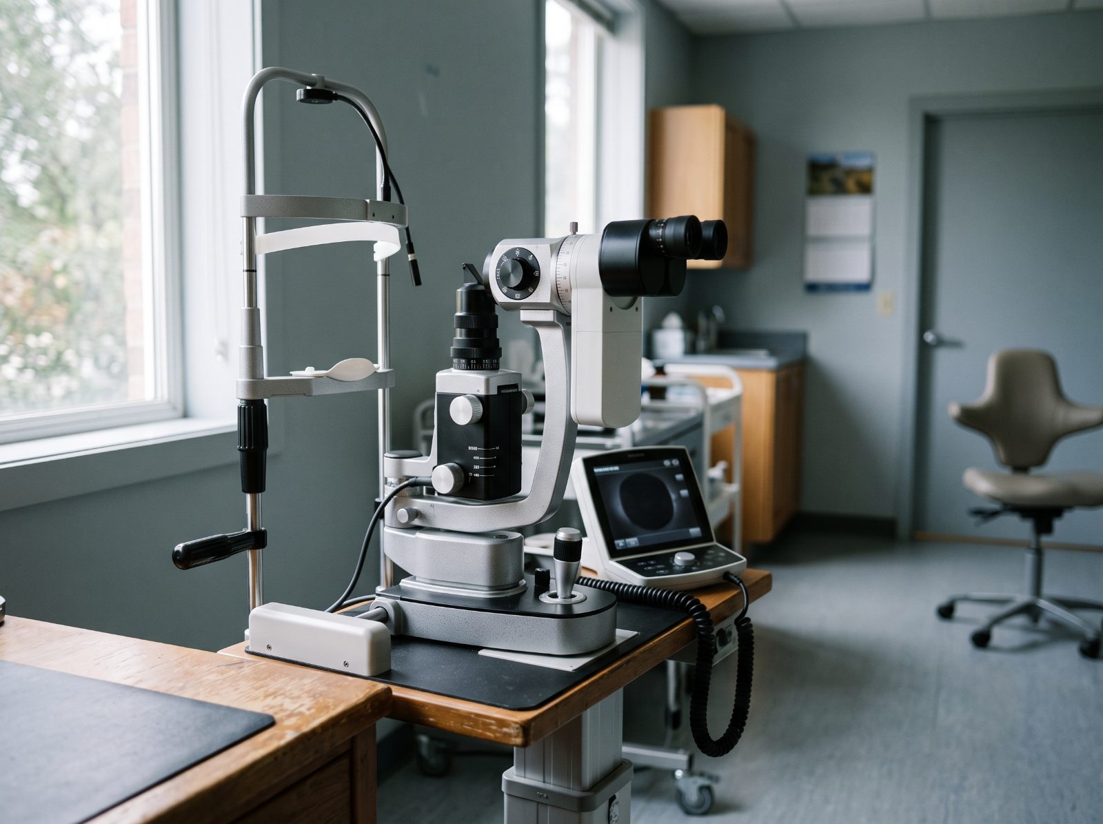 Ophthalmic diagnostic instrument in a clinical setting