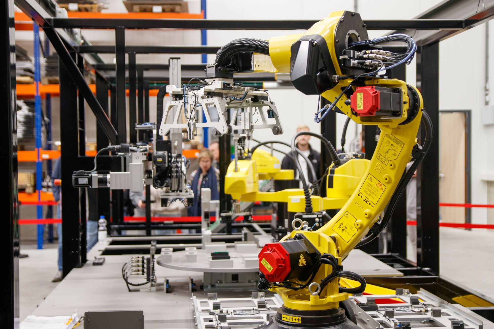 Robot arm on a manufacturing line